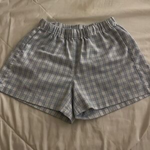 Blue and white plaid brandy melville shorts
